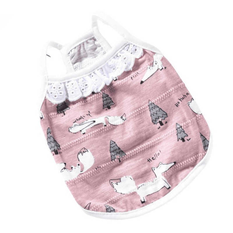 Hong Pet fox Printed Cotton Pet Cloth-Pink