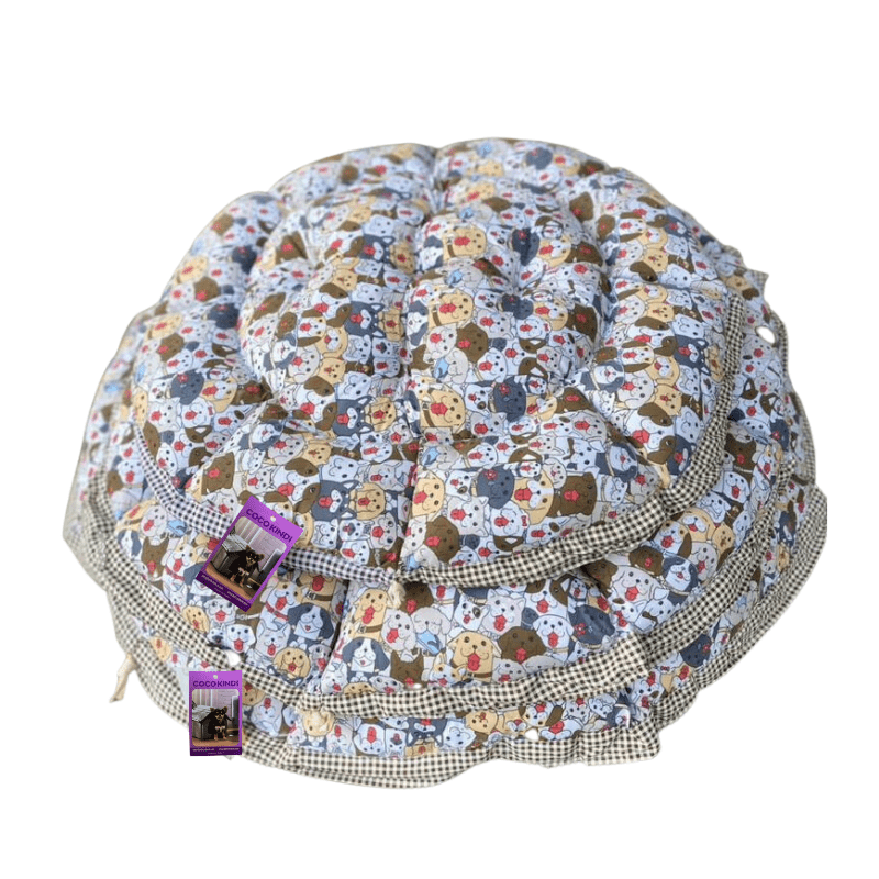 Coco Kindi Multicolored Animal Pattern Washable Pumpkin Cotton Bed With Heart Shape Toy