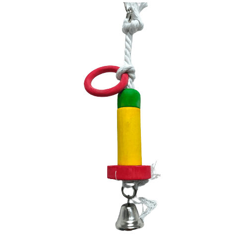 Pets Club Natural Wooden Bird Toy With Bell H-25 Cm, W-3 Cm