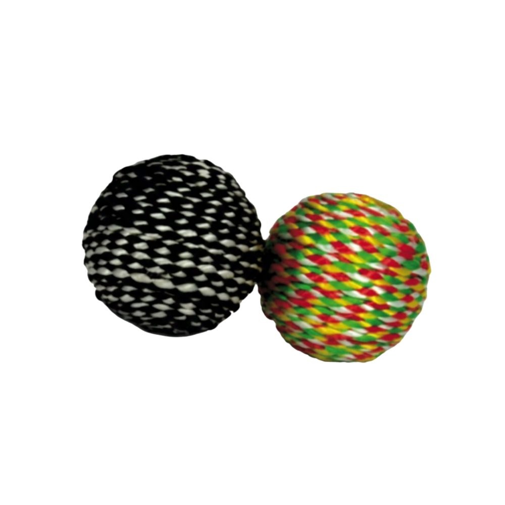 Cozy Paws Rainbow Rope Ball Cat Toy- Pack of 2