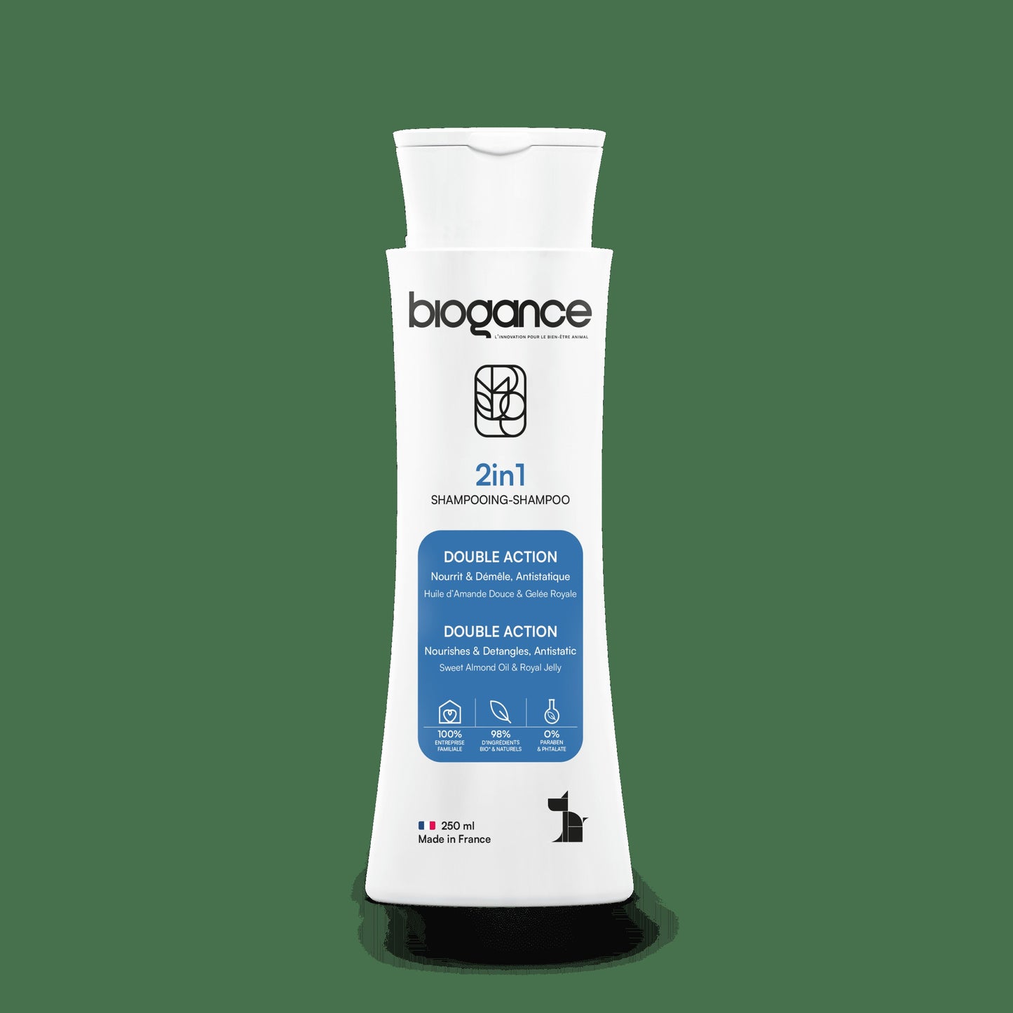 Biogance 2 In 1 Organic Shampoo (Sweet Almond Oil & Royal Jelly)-250ml