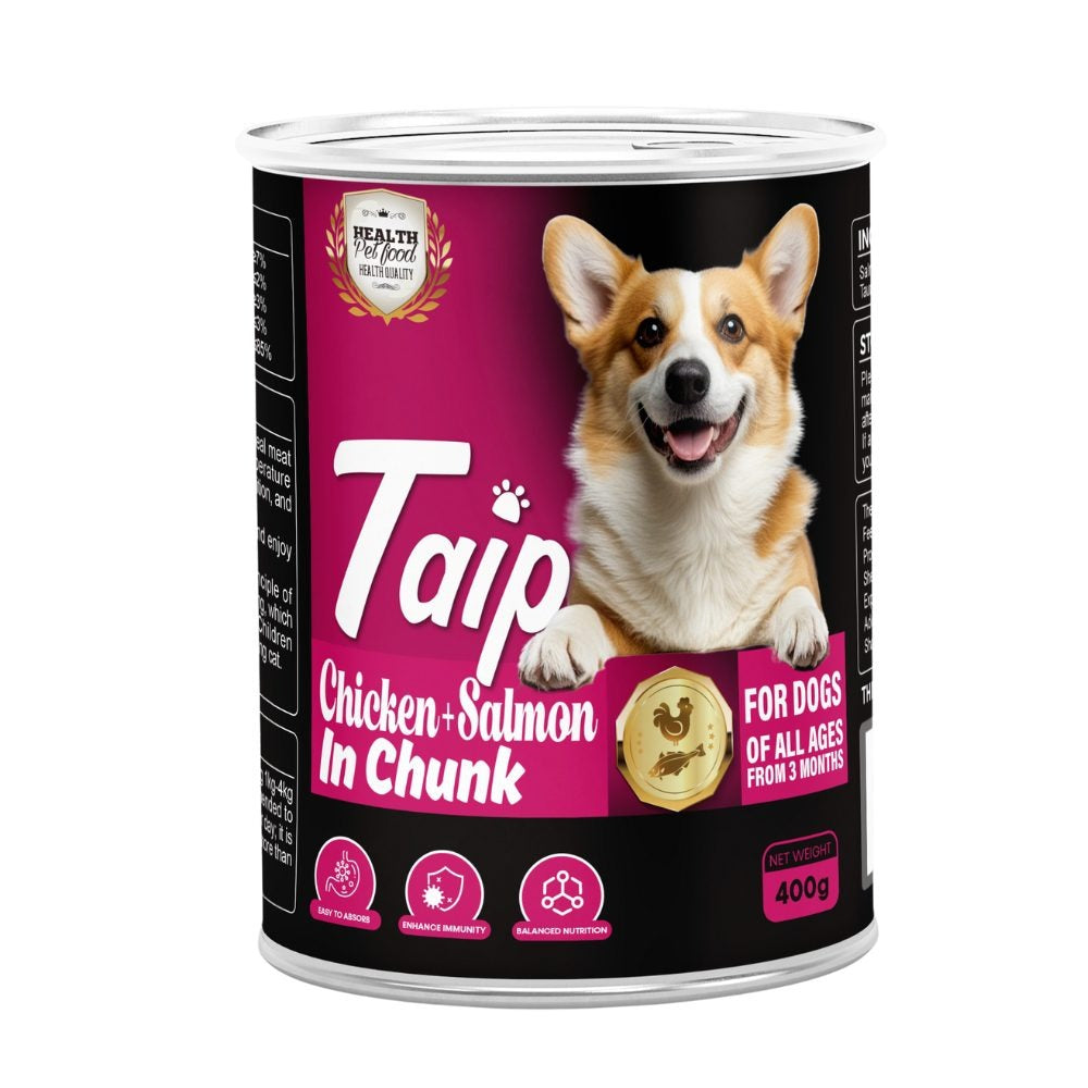 Taipet Dog Canned Wet Food Chicken & Salmon in Chunk-400g (Box contains 24pcs)
