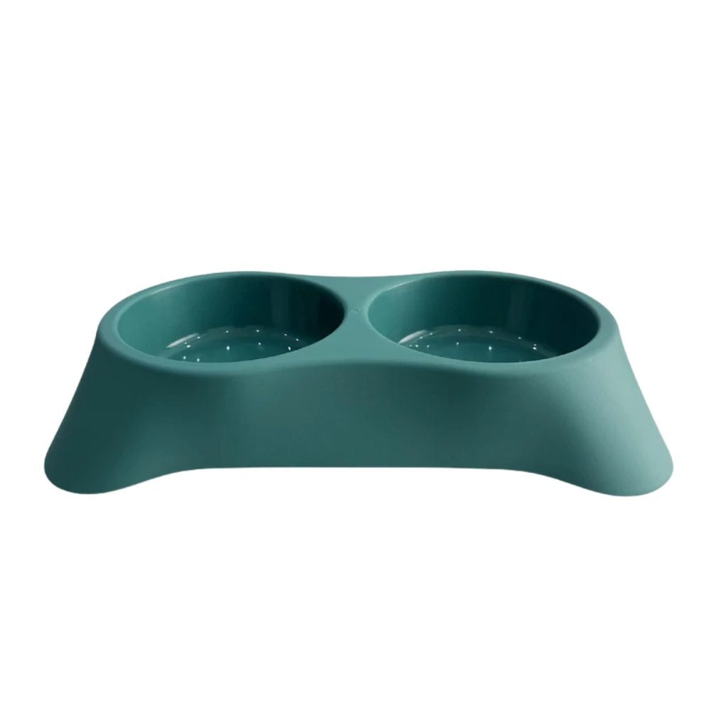 Cozy Paws Dual Pet Feeding Bowl Plastic- 28.5x16x5.5cm-Green