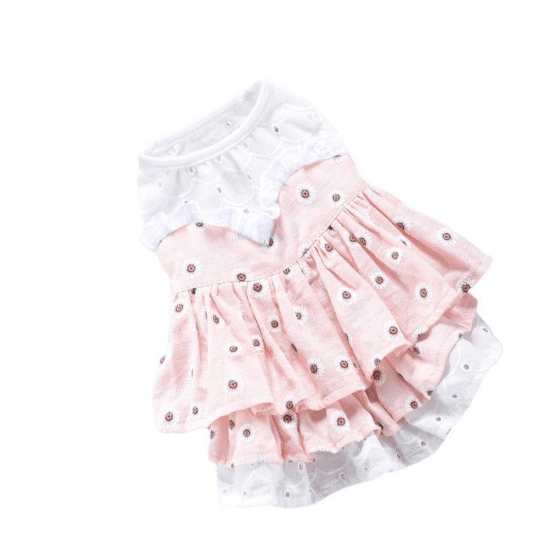 Hong Pet Pink Floral Print Pet Costume-XS