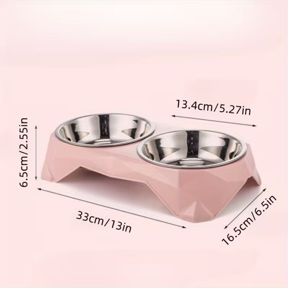 Cozy Paws Double Steel Pet Bowls – Blue (33×16.5×6.5 cm)