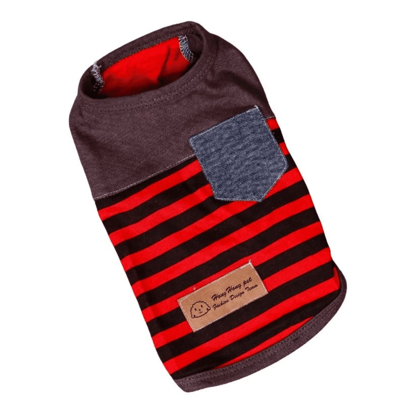 Hong Pet Black & Red Stripe Pet Clothes - Small