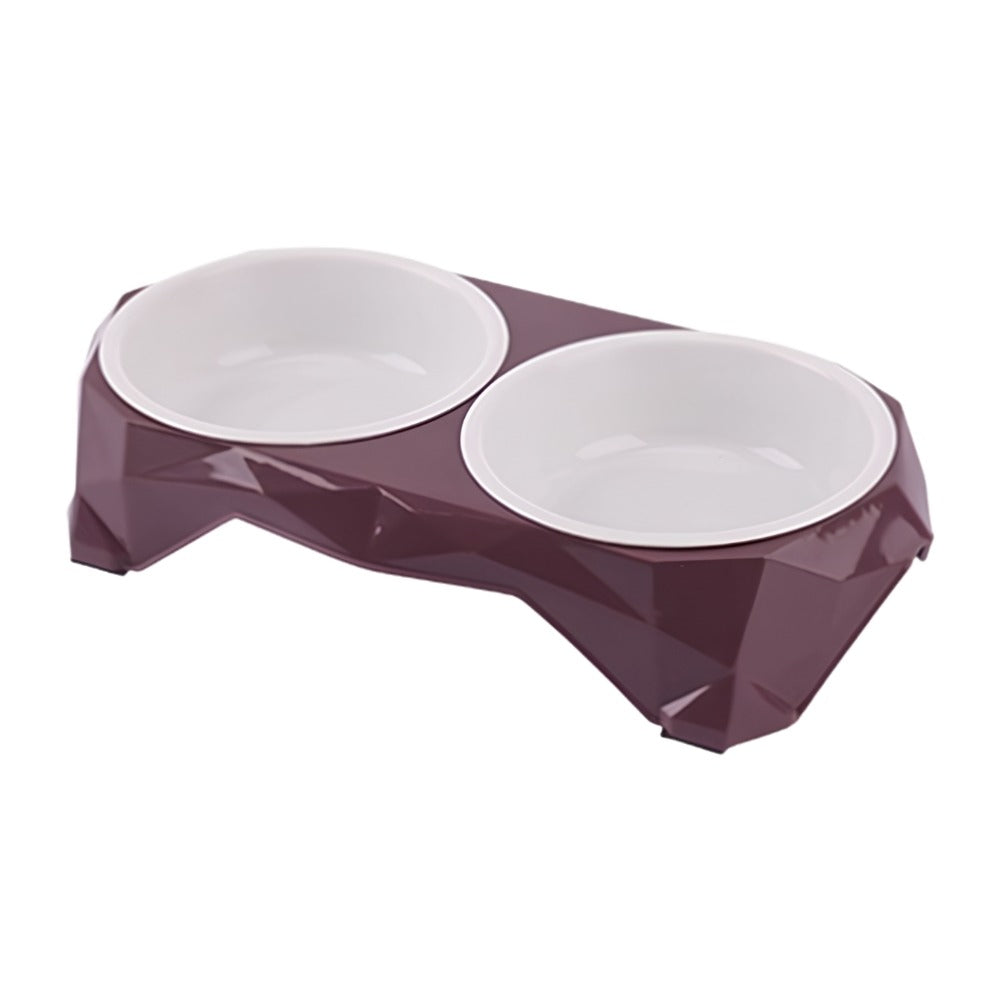 Cozy Paws Double Pet Plastic Bowl – Purple (32.5×16.5×6 cm)