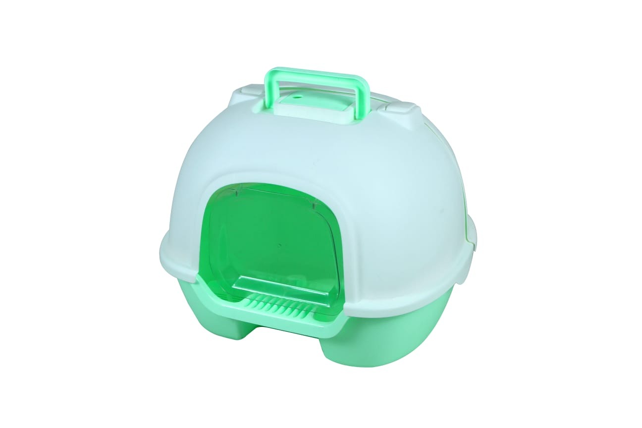 Large Flip Cat Litter Box, Anti-Spatter Cat Toilet Hooded Cat Pan With Control Odor And Scoop - Size - 50*41*39 Cm - Green Color