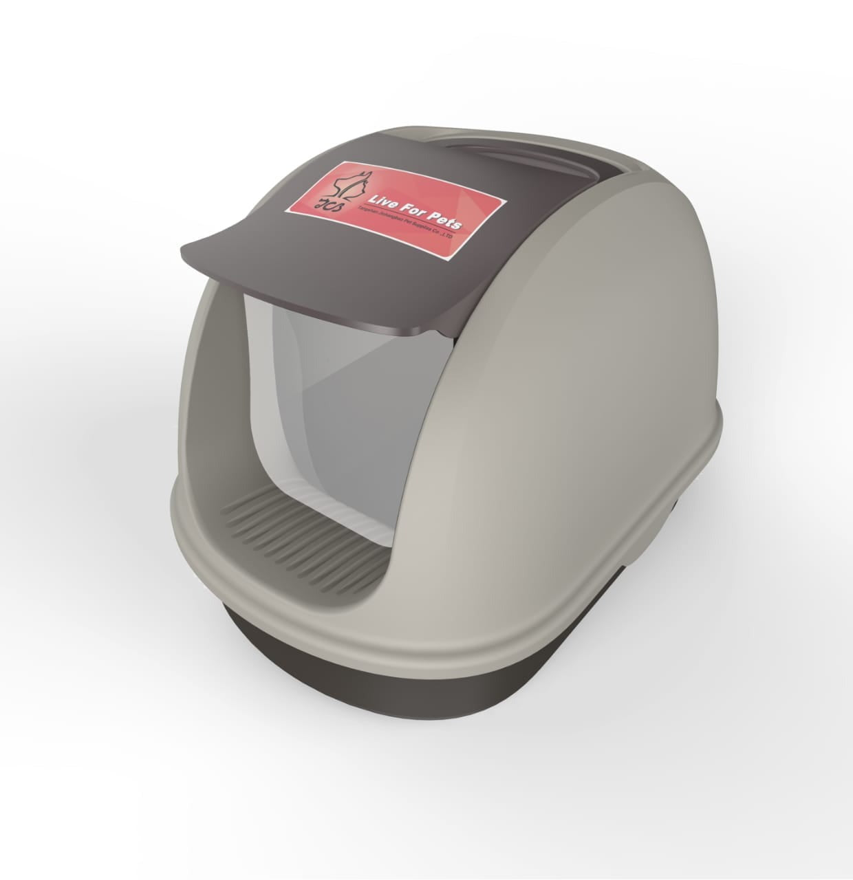 Hooded Cat Litter Tray, Carry Handle Flap Door, Easy Clean Lightweight - Size - 56*39*42 Cm - Coffee Color