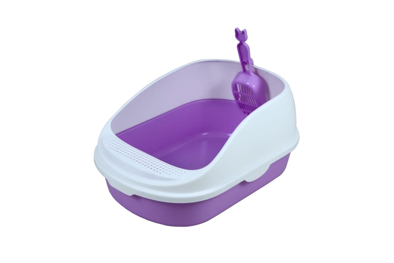 Open Cat Toilet With Anti Anti Flashing High Rim And Urinal Bed Pan -Size - 56*39*26 Cm - Purple Color