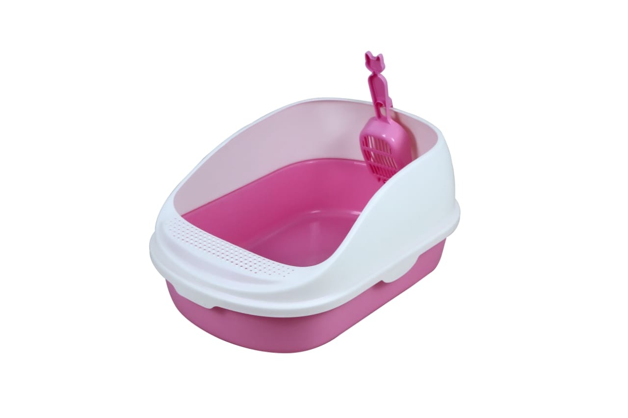 Open Cat Toilet With Anti Anti Flashing High Rim And Urinal Bed Pan -Size - 56*39*26 Cm - Pink Color