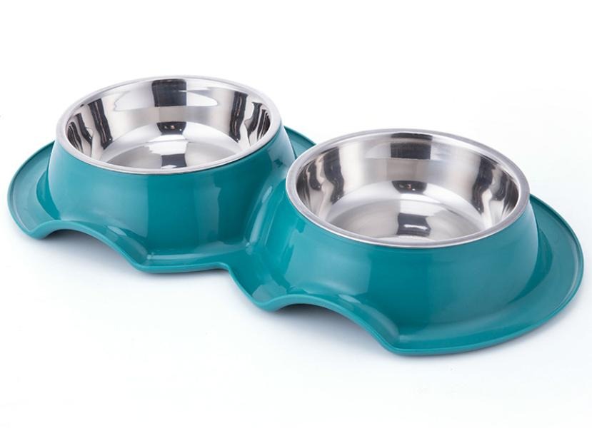 Pets Club Plastic Double Bowl Anti-Ant, Size 38*21*5.5Cm - Green