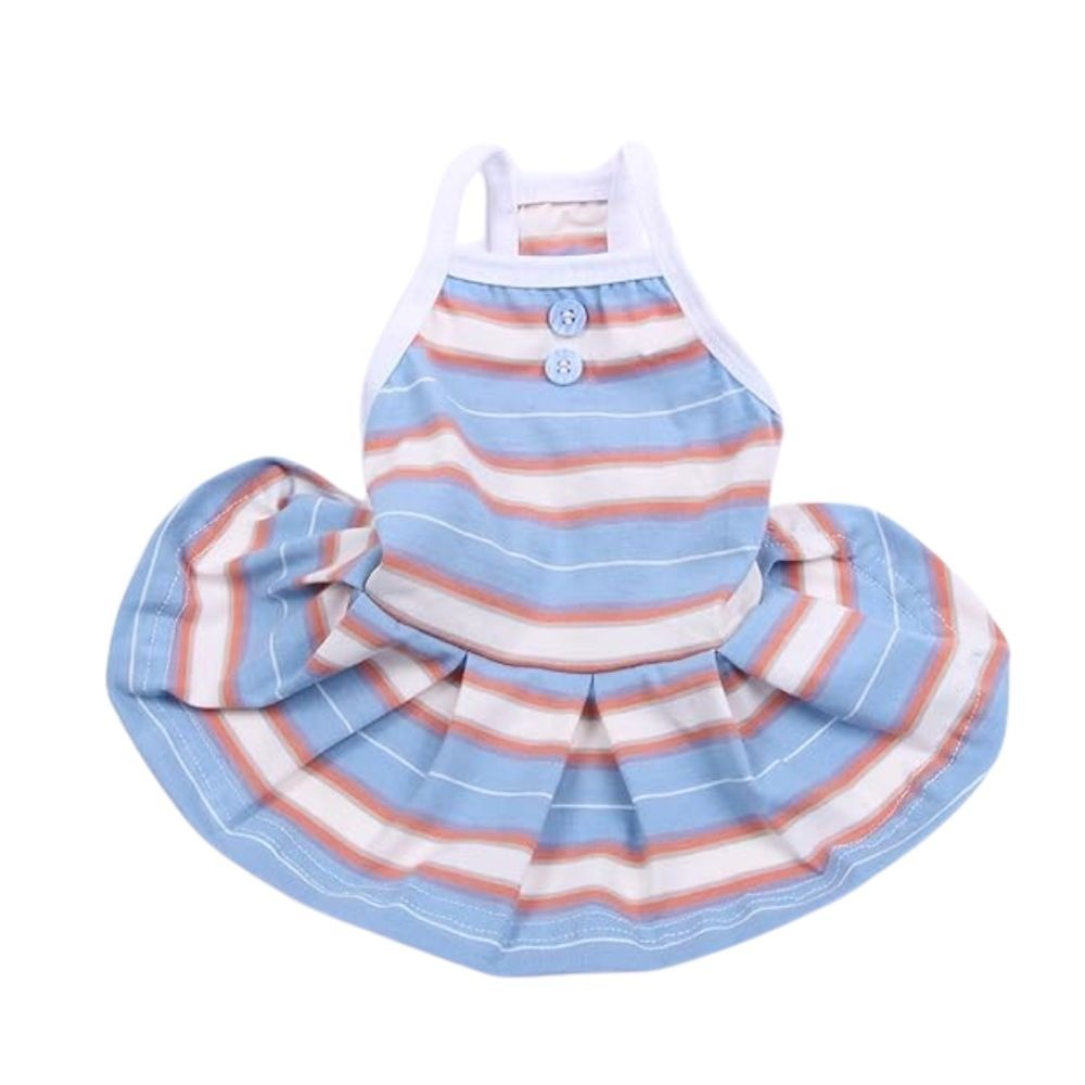 Hong Pet Blue White Frock Pattern -XS