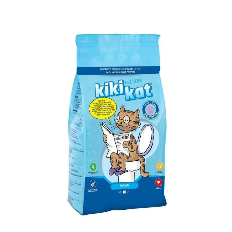 Kiki Kat White Bentonite Clumping Cat Litter – Natural -10 L (8.7 Kg )
