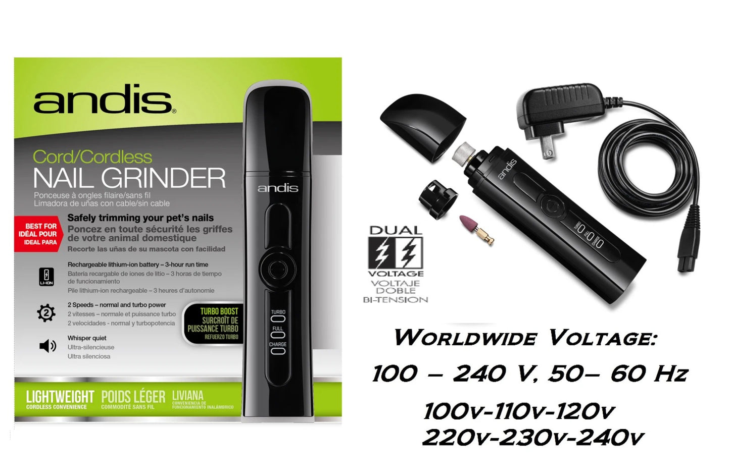 Andis Cord/Cordless Nail Grinder Set