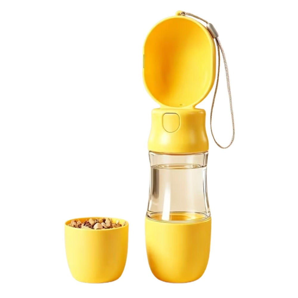 Cozy Paws 2-in-1 Portable Pet Water & Food Cup – 350 ml, Yellow
