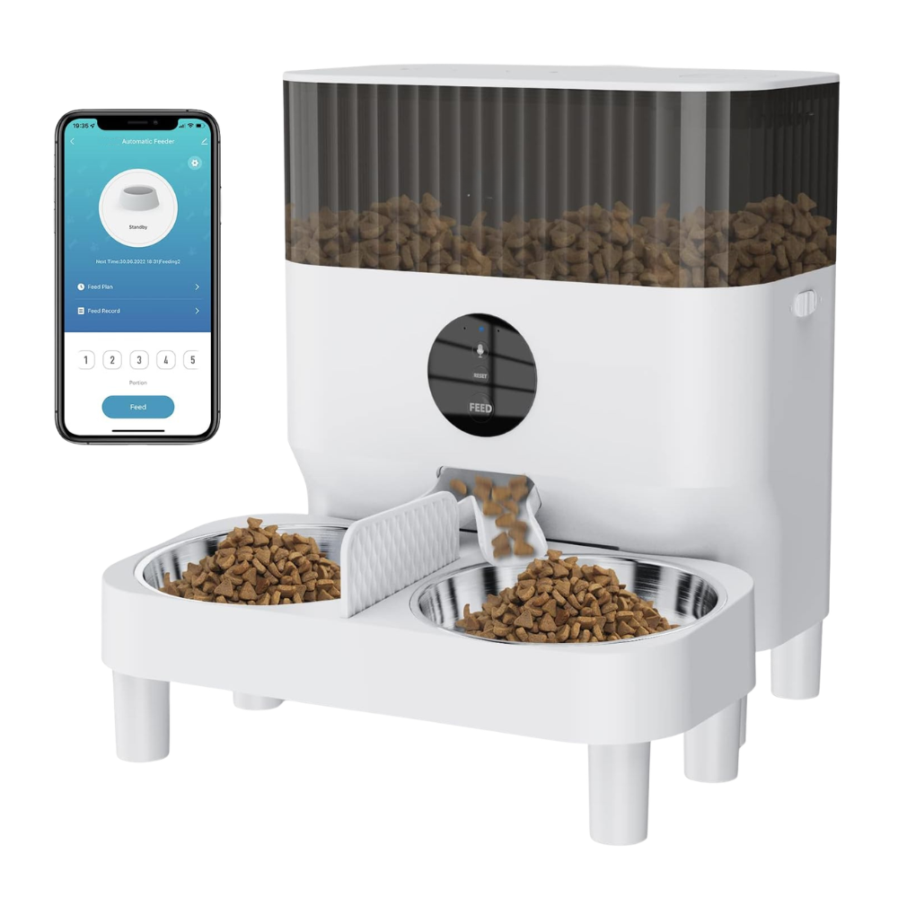 Automatic Pet Feeder with Wi-Fi App Control & Dual Stainless Steel Bowls