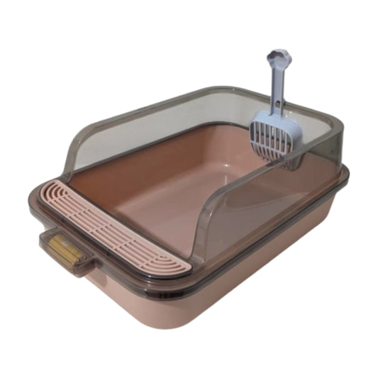 Cozy Paws Open Cat Litter Tray with Litter Scoop ? 60?39?21cm-  Pink Beige