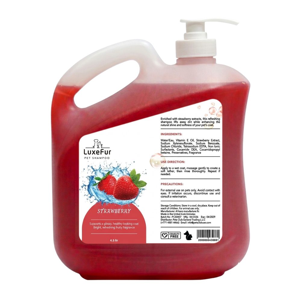 LuxeFur Luxury Pet Shampoo Gallon Strawberry - 4.5L