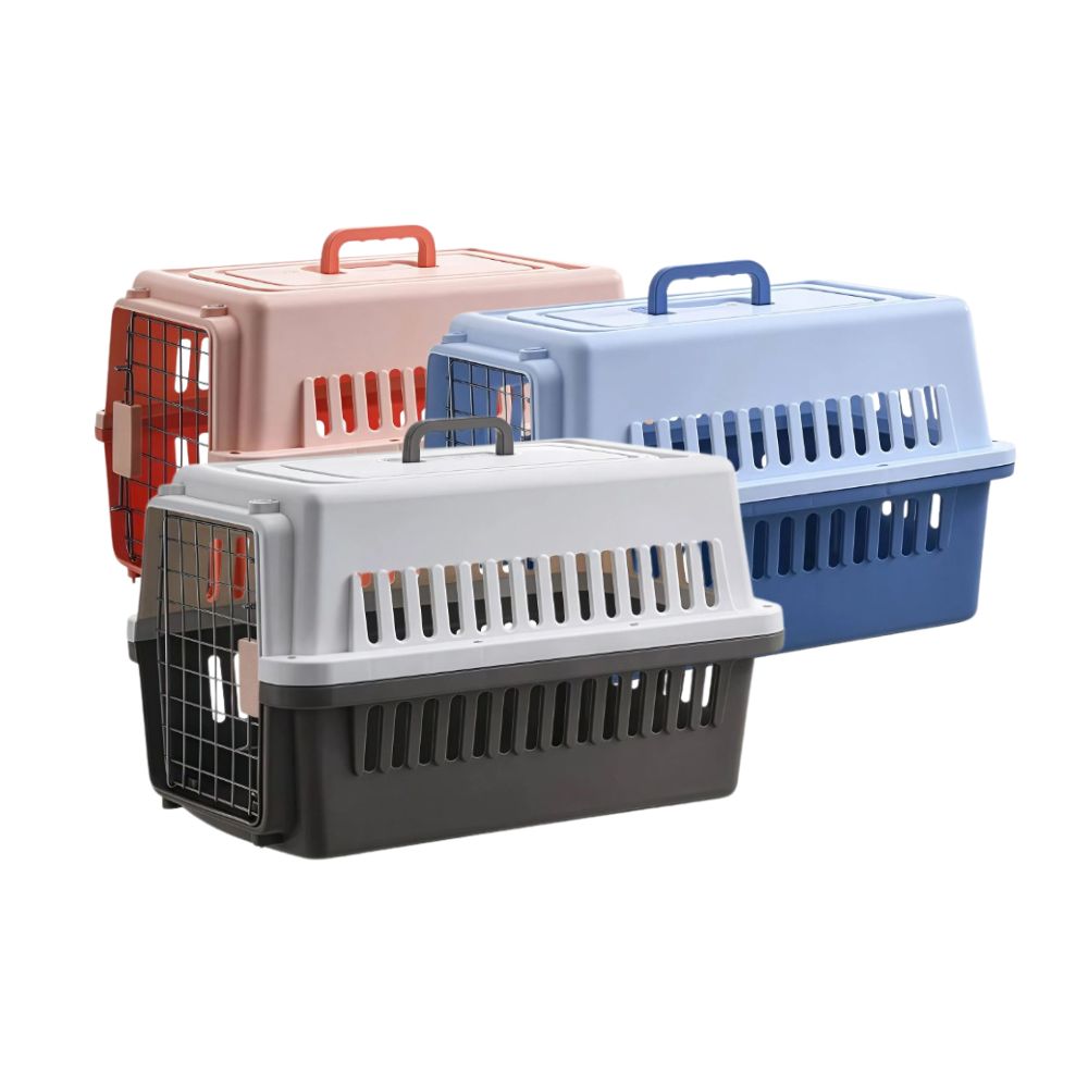 Cozy Paws Plastic Pet Carrier with Metal Door ? 48*32*30cm ? Mixed Colours