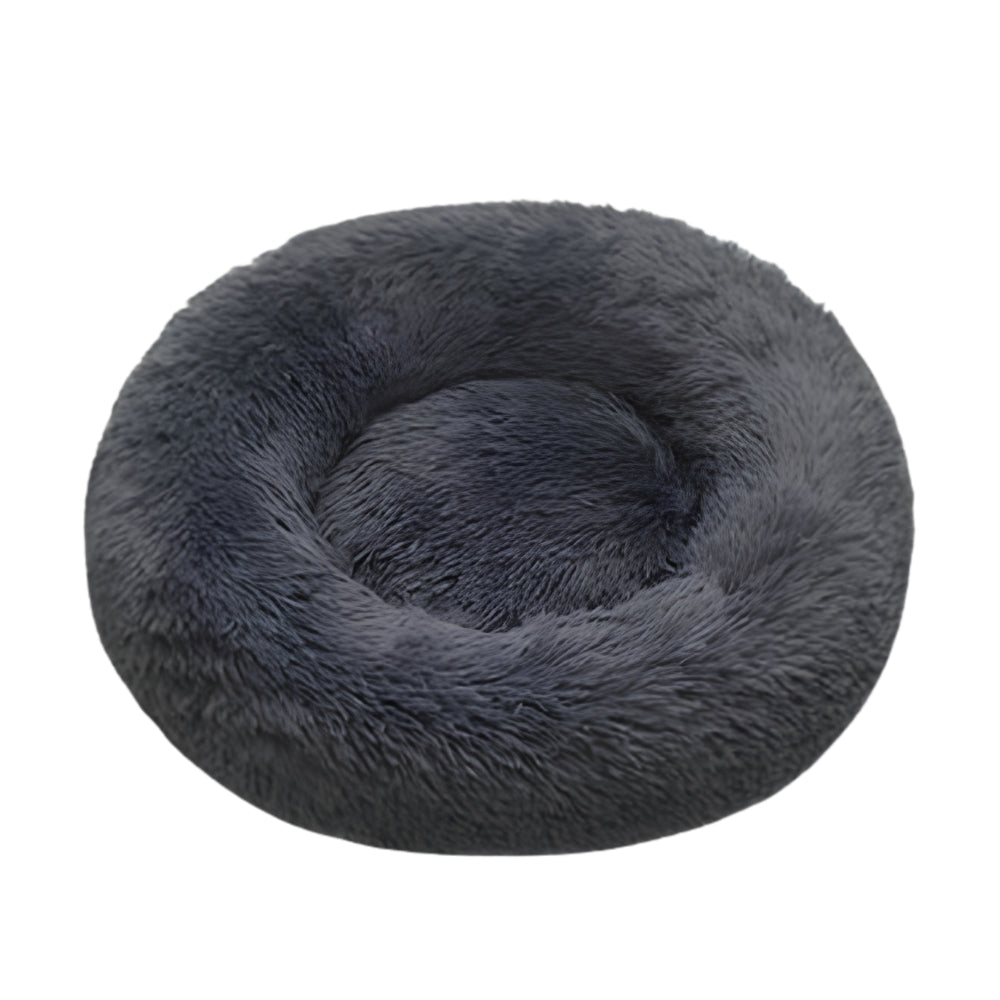 Coco Kindi Soft Plush Round Bed- Dark Grey-80cm
