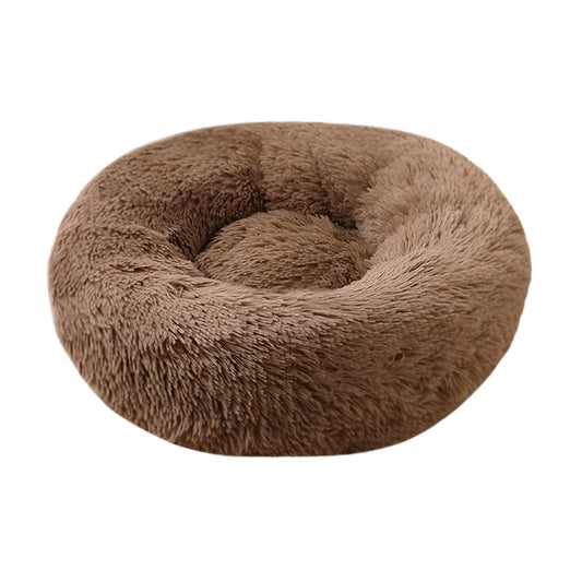 Coco Kindi Soft Plush Round Bed-Coffee-80cm
