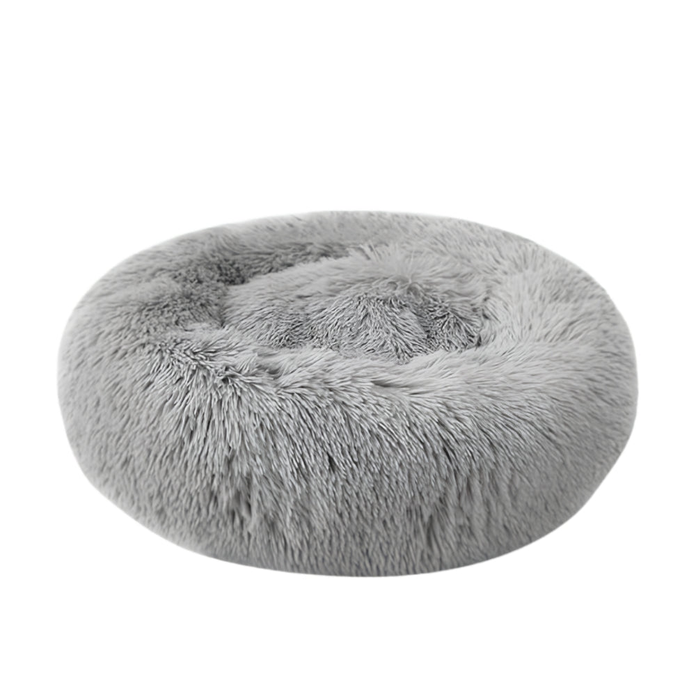 Coco Kindi Soft Plush Round Bed-Grey-80cm