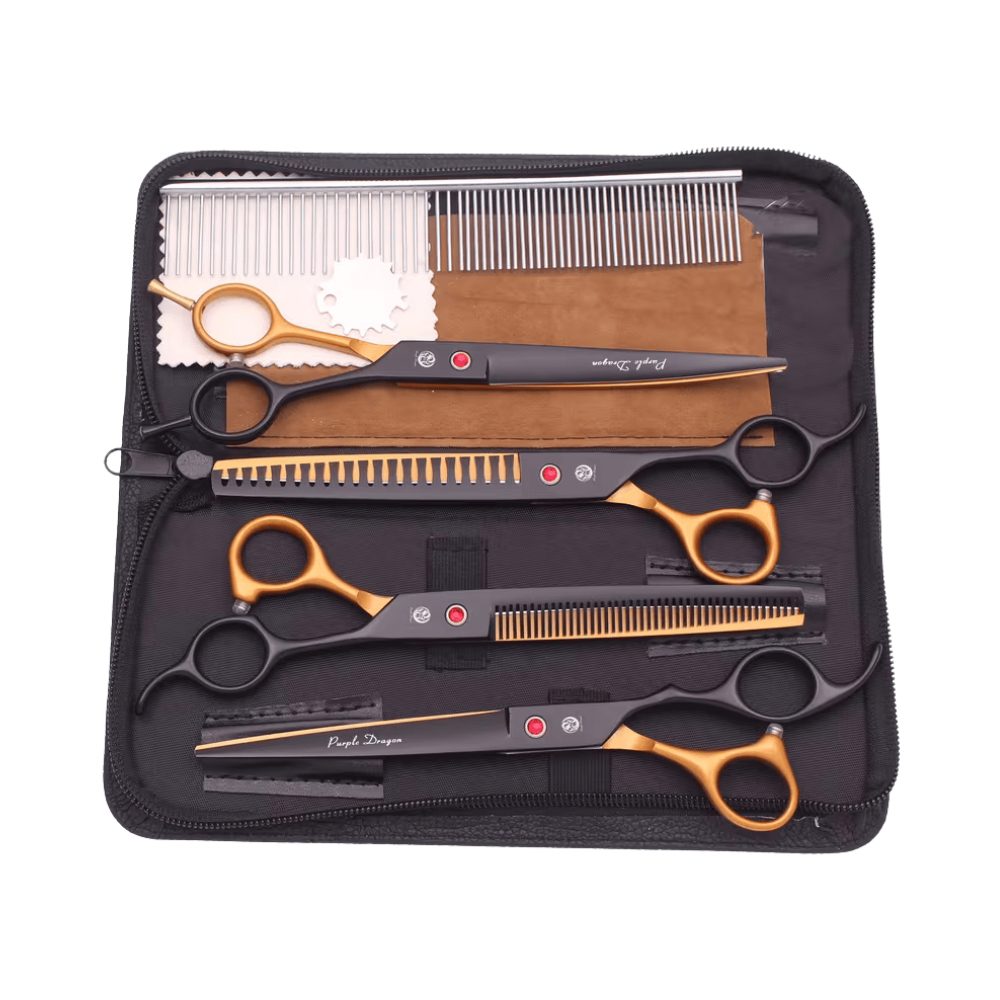 Purple Dragon Professional 5-in-1 Pet Grooming Scissor Set ? Japanese Steel (8 Inch)
