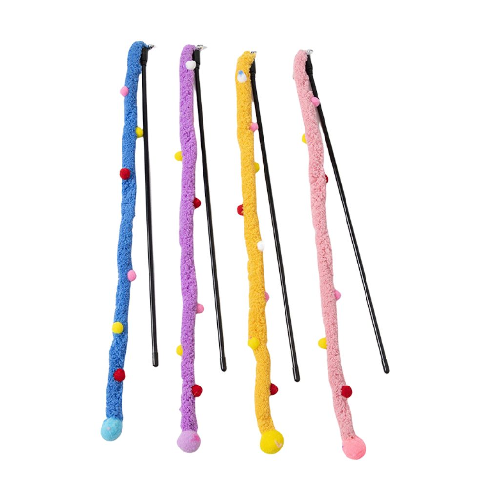 Cozy Paws Assorted Cat Teaser Wand with Long Plush Toy ?50cm ?Pack of 10