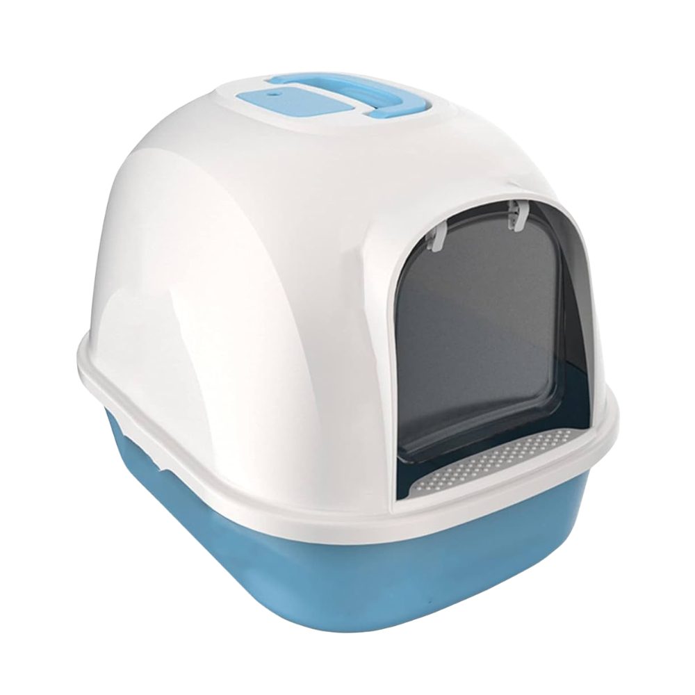 Cozy Paws Hooded Cat Litter Box with Swing Door & Handle ? 53?41?41 cm ? Blue