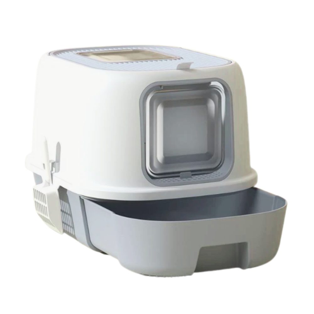 Cozy Paws Flip Top Jumbo Cat Litter Box With Scoop-52*32*40cm-Grey