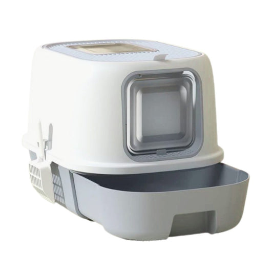 Cozy Paws Flip Top Jumbo Cat Litter Box With Scoop-52*32*40cm-Grey