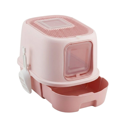 Cozy Paws Flip Top Jumbo Cat Litter Box With Scoop-52*32*40cm-Pink