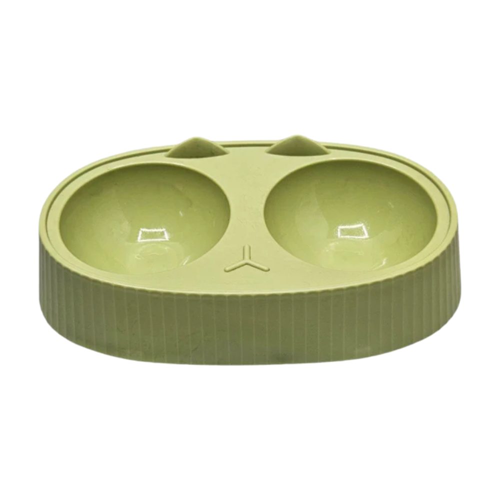 Cozy Paws Dual Feeding Bowl Plastic- 34x20x9cm-Green