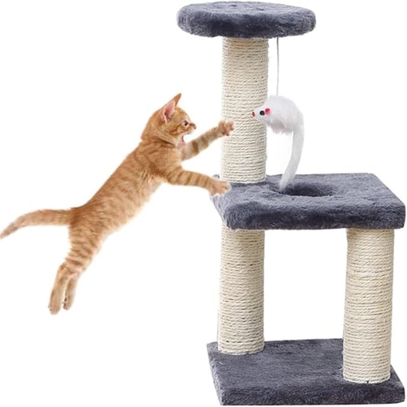 Multi-Level Mini Cat Tower With Plush Toy 40*20*20cm-Blue