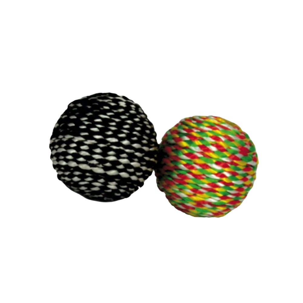 Cozy Paws Rainbow Rope Ball Cat Toy- Pack of 2