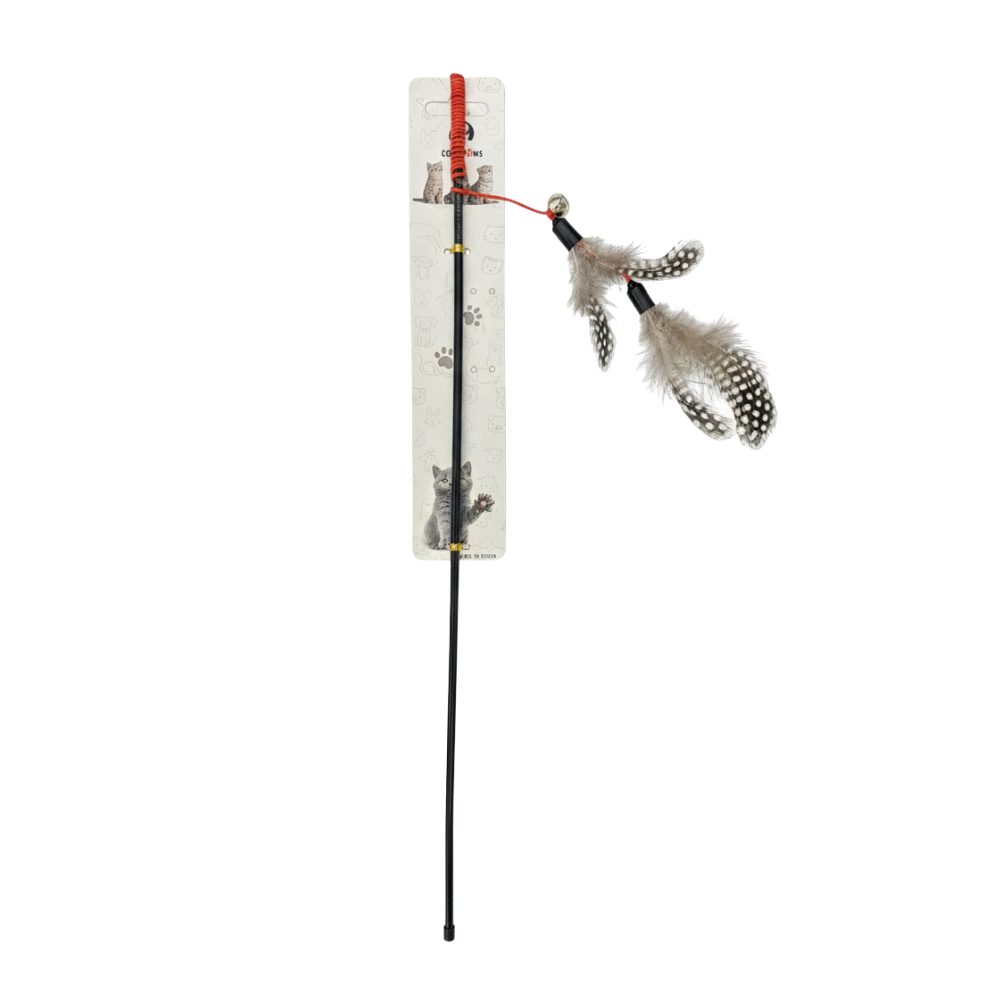 Cozy Paws Interactive Cat Teaser Wand Toy with Bell & Feather ? 10pcs Pack