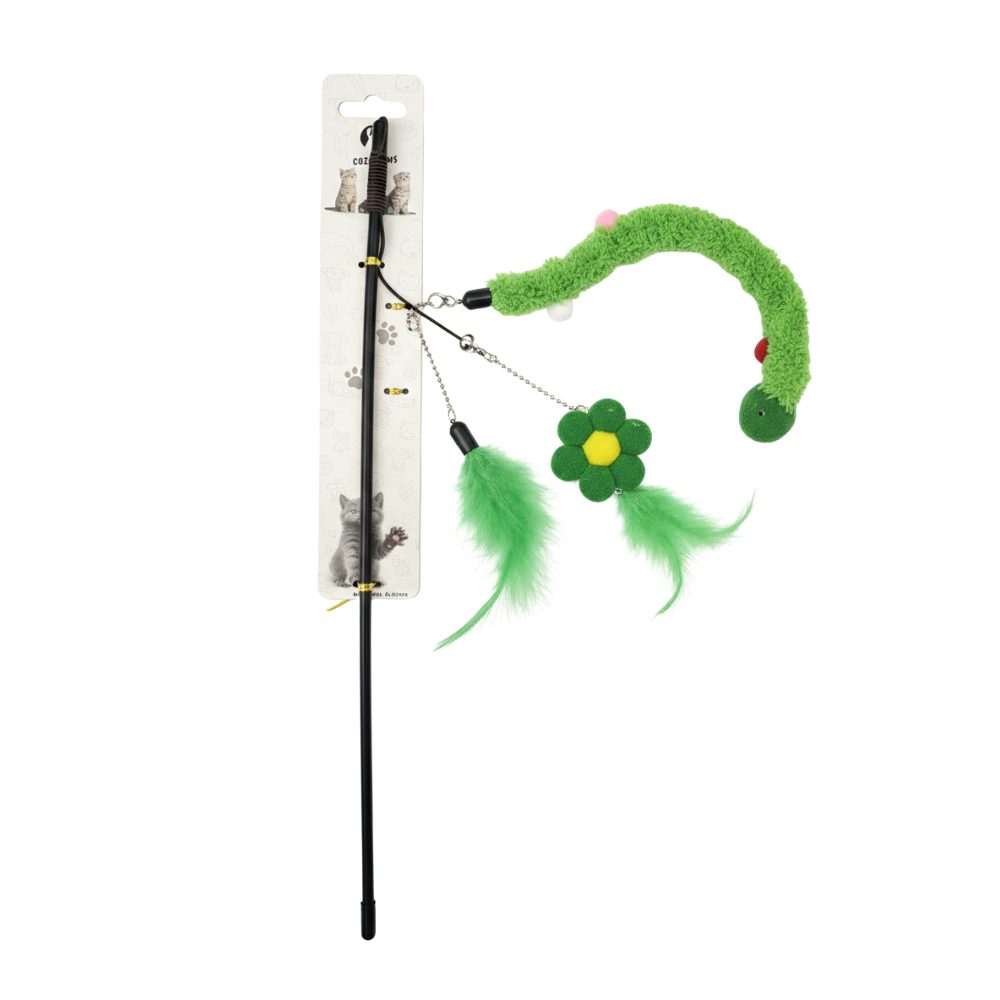 Cozy Paws 3-in-1 Interactive Cat Teaser Wand with Rod ? 10pcs Pack