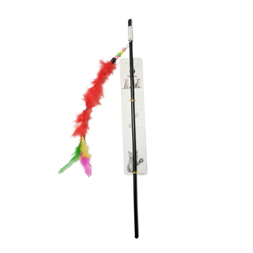 Cozy Paws Interactive Cat Teaser Wand With Feather And Rod -10pcs Pack