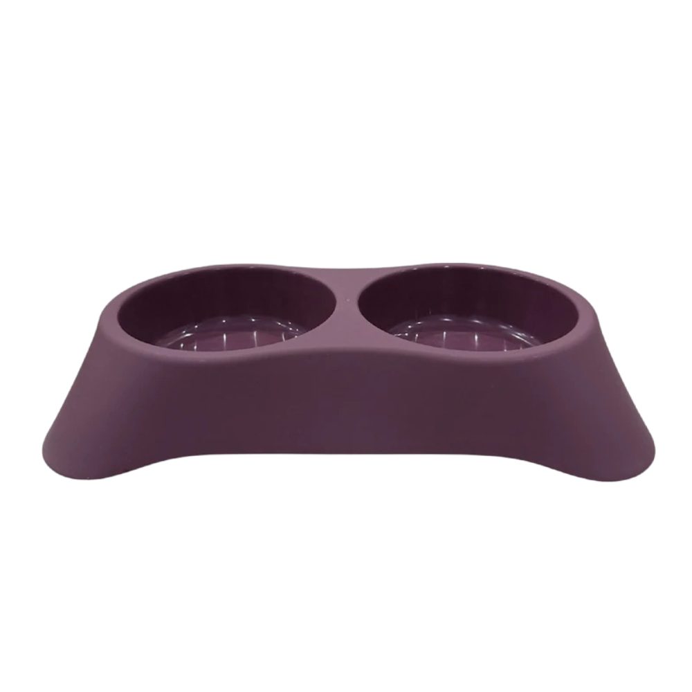 Cozy Paws Dual Pet Feeding Bowl Plastic-28.5x16x5.5cm-Purple