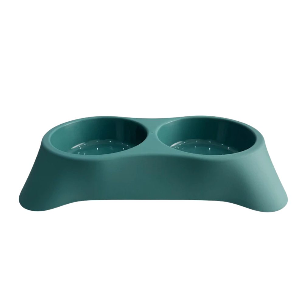 Cozy Paws Dual Pet Feeding Bowl Plastic- 28.5x16x5.5cm-Green