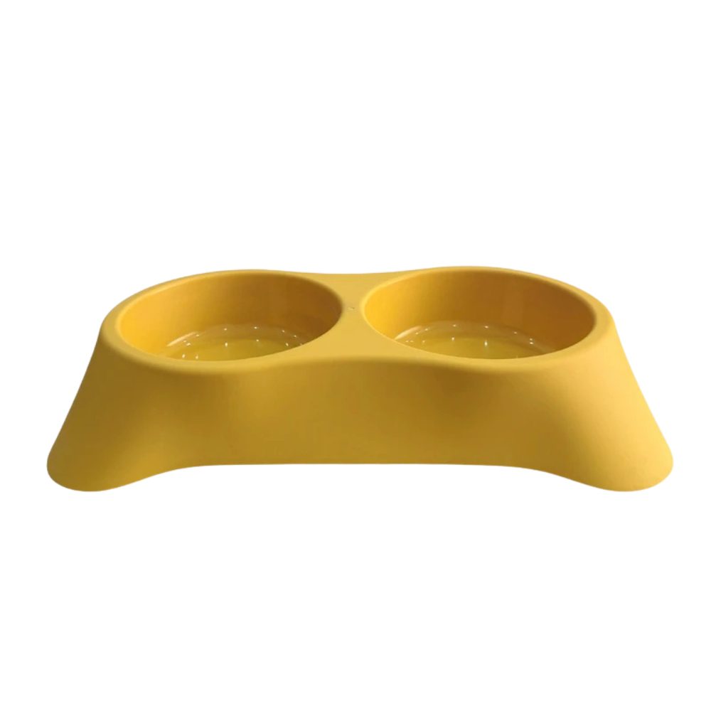Cozy Paws Dual Pet Feeding Bowl Plastic- 28.5x16x5.5cm-Yellow