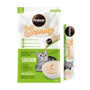 Fedem Cat Creamy Treats ? Seafood Flavour with Goat Milk 60gx5pcs (box contain 12pcs)