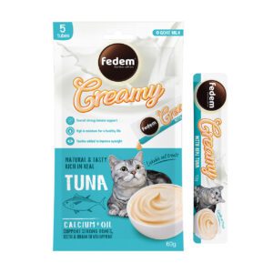 Fedem Cat Creamy Treats ? Tuna Flavour with Goat Milk 60gx5pcs (box contain 12pcs)