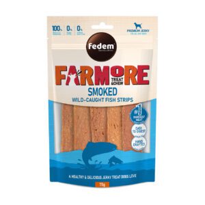 Fedem Farmore Jerky for Dogs ? Smoked Wild-Caught Fish Strips 75g