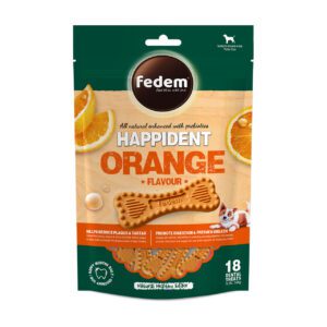 Fedem Happident Petite Dog Treats ? Orange Flavour 144g(18pcs)
