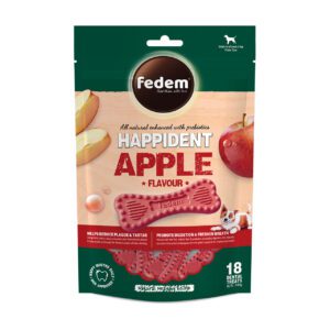Fedem Happident Petite Dog Treats ? Apple Flavour 144g (18 pcs)