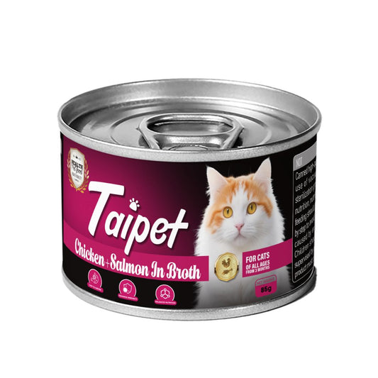 Taipet Cat Canned Wet Food Chicken & Salmon in Broth-85g (Box contains 24pcs)