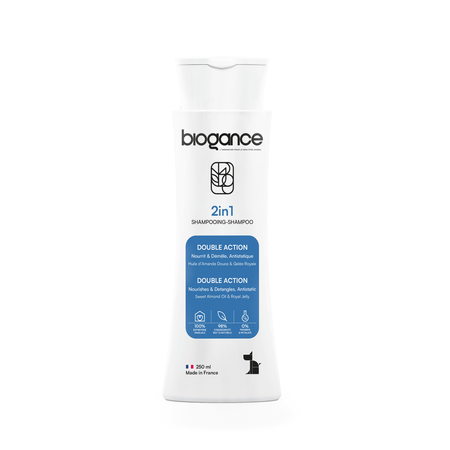 Biogance 2 In 1 Organic Shampoo (Sweet Almond Oil & Royal Jelly)-250ml