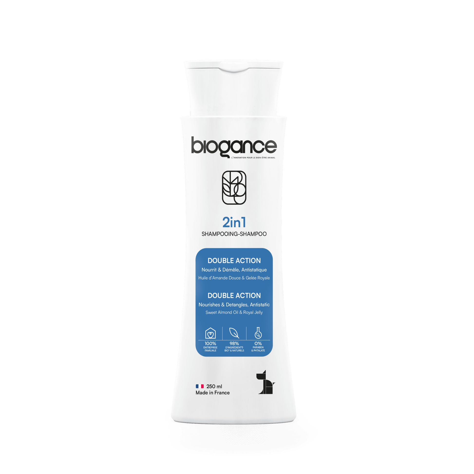 Biogance 2 In 1 Organic Shampoo (Sweet Almond Oil & Royal Jelly)-250ml